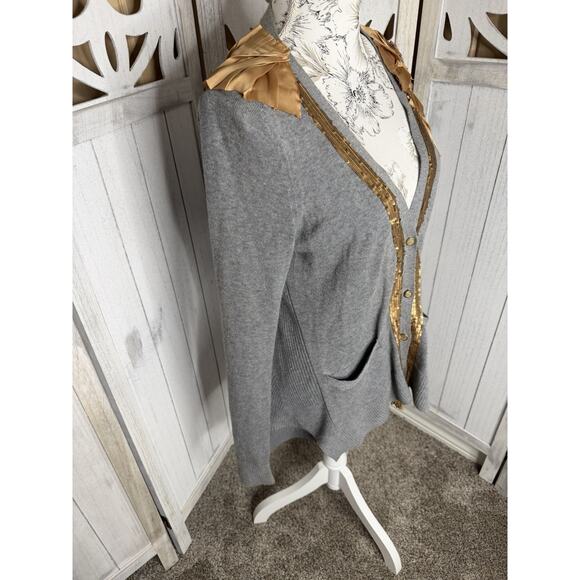 Anthropologie Sequin Satin Cardigan Sweater by Yellow Bird Size Large - Picture 6 of 8